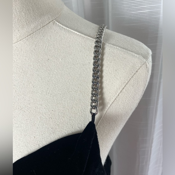 NWT Zara Black Velvet Asymmetric Chain Dress Blogger's Favorite 9274/507 Medium - Picture 8 of 11